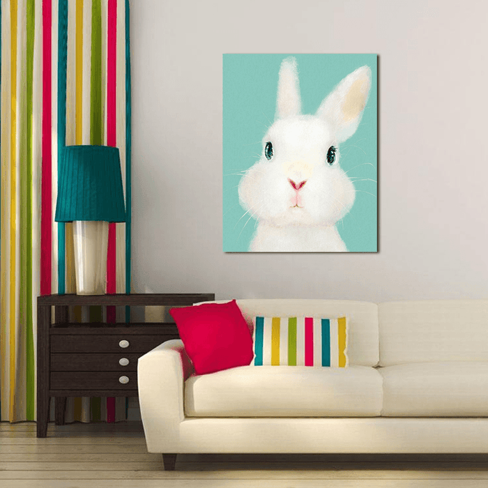 Miico Hand Painted Oil Paintings Cartoon Rabbit Paintings Wall Art for Home Decoration