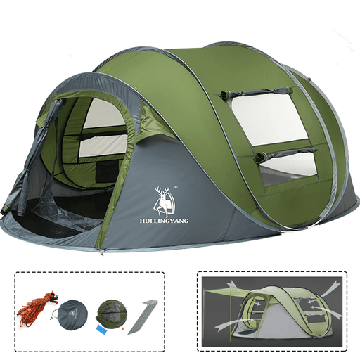 Outdoor 3-4 Persons Camping Tent Automatic Opening Single Layer Canopy Waterproof Anti-Uv Sunshade