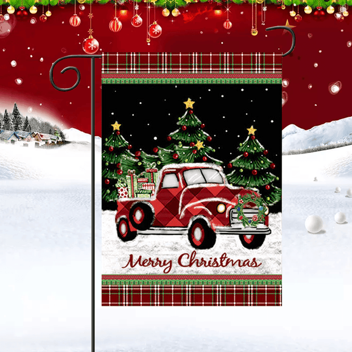 Merry Christmas Decorations Red Truck with Gifts Double Sided Winter Garden Flag