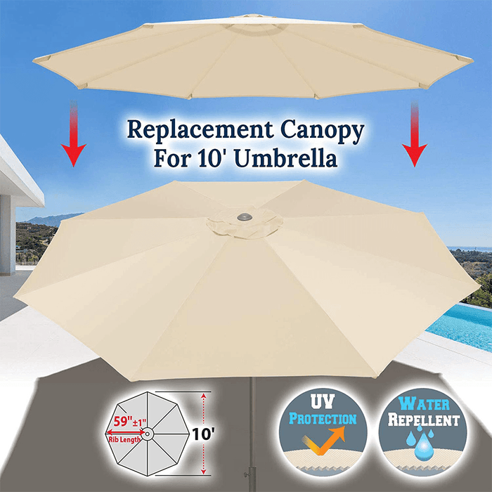 300X300X115Cm Tent Sunshade Cloth Outdoor Patio Garden Umbrella Canopy Waterproof Anti-Uv Replacement Cover Tent Sunshade