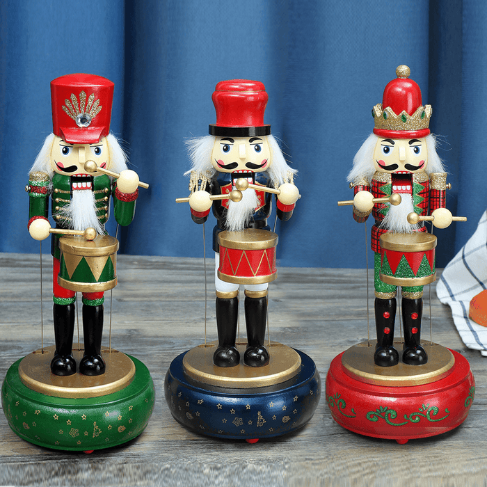 32CM Wooden Guard Nutcracker Soldier Toy Music Box Christmas Decorations Xmas Gift