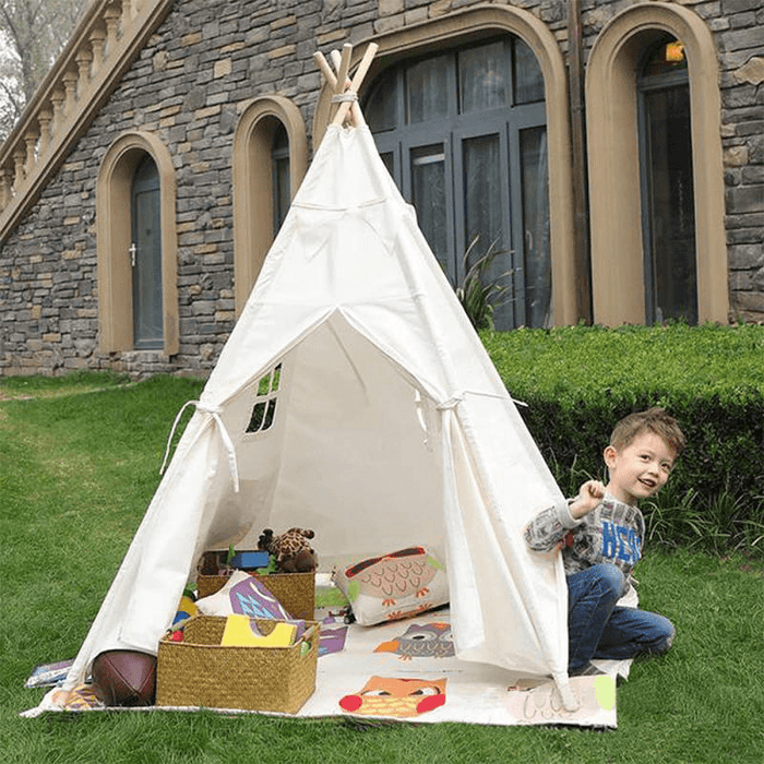 Indian Portable Children Tents Cotton Canvas Baby Game Beach Teepees Kids Play House Triangle Room Decoration