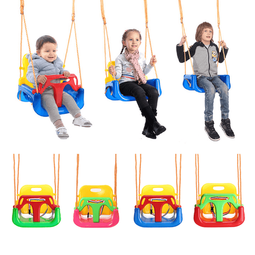 3-IN-1 Outdoor High Back Toddler Baby Swing Set Children Full Bucket Seat Swing for outside Playground Park