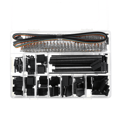 635Pcs Dupont Connector Housing Male/Female Pin Connector 40 Pin 2.54Mm Pitch Pin Headers and 10 Wire Rainbow Color Flat Ribbon IDC Wire Cable Assortment Kit