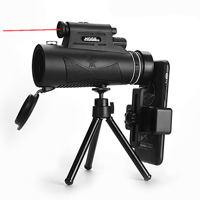 Moge 12X50 HD Telescope with Laser Flashlight Phone Adapter Tripod for Outdoor Camping Travel High Power Bird Watching