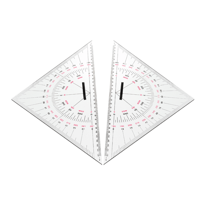 2Pcs Navigation Triangular Protractor 300Mm Acrylic Hypotenuse Nautical Squares