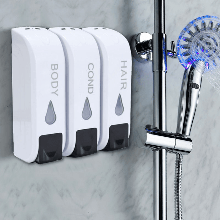 3X 350Ml Wall Mounted Bathroom Soap Dispenser Shower Body Lotion Shampoo Liquid Storage Bottle