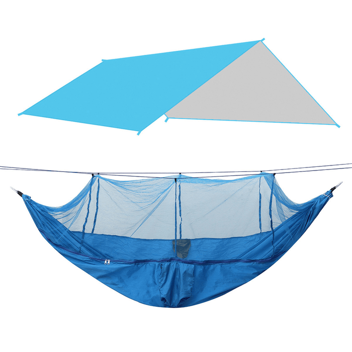 Ipree® 1-2 Person Camping Hammock+Mosquito Net Mesh+Rain Tarp Cover Sleeping Bed Swing Chair Outdoor Hunting Climbing