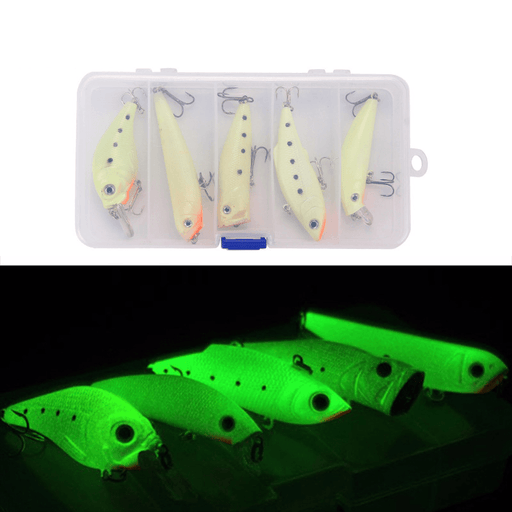 ZANLURES 5Pcs Fishing Lure Set Luminous Artificial Bait Lightweight Fishing Tackle Crank/Pencil/Vib/Minnow/Popper Bait