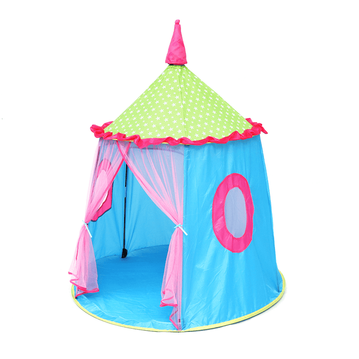 120X110Cm Kids Folding Play Tent Princess Indoor/Outdoor Castle Playhouse Game Tent for over Aged 3 Girls＆Boys Gifts