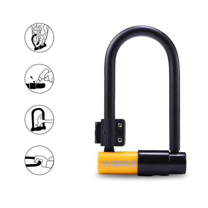 BIKEGHT Bike U-Lock Steel Rope Lock Anti-Theft Anti-Hydraulic Shear Motorcycle Electric Scooter E-Bike Cycling Cable Locks with 2 Keys Bracket Bicycle Accessories