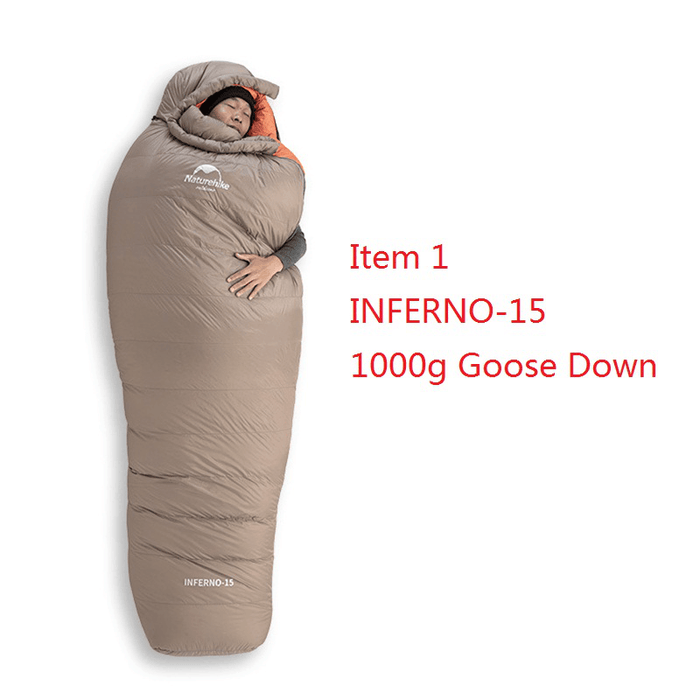 Naturehike 20D 380T Nylon Folding Camping Sleeping Bag Outdoor Adult Single Goose down Sleeping Bag Waterproof Mummy Sleeping Sack