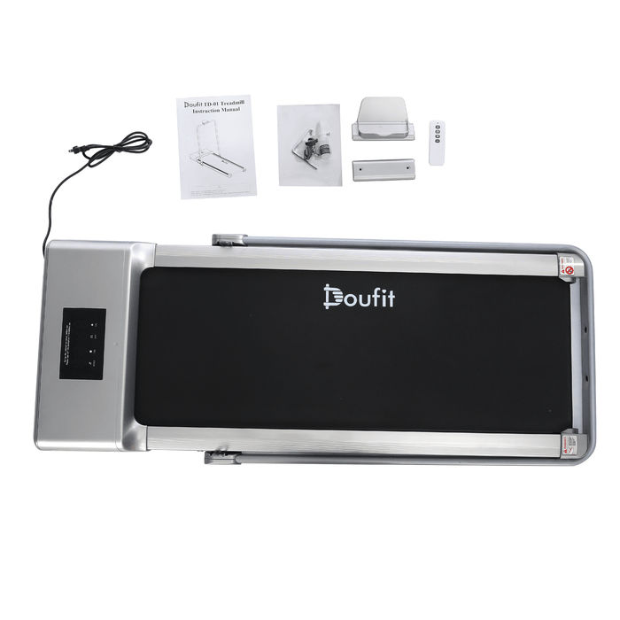 Doufit TD-01 2-In-1 Folding Treadmill Walking Exercise Machine with LED Display Remote Control for Home Office Gym Fitness