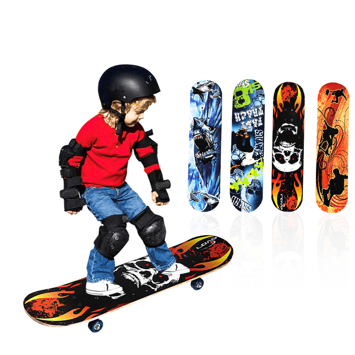 32" Children Skateboard 4-Wheels Skate Board Kid Longboard Pulley Wheel Double Snubby DIY Skateboard PVC Roller Board