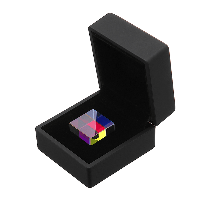 20Mm/23Mm Optical Glass Crystal Combiner Prism X Cube RGB Dispersion Splitter W/ Blue Shinning Box