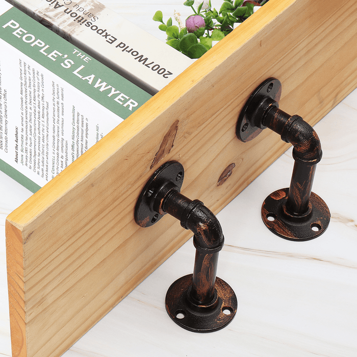 2Pcs Industrial Steel Pipe Shelf Bracket DIY Rustic Heavy Duty Decor Shelves