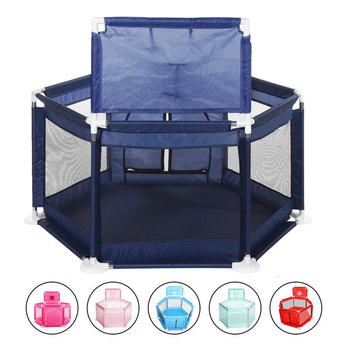 2 in 1 6-Sided Baby Playpen with Ball Frame Toddler Children Play Yardsfor Children under 36 Months Tent Basketball Court Gifts