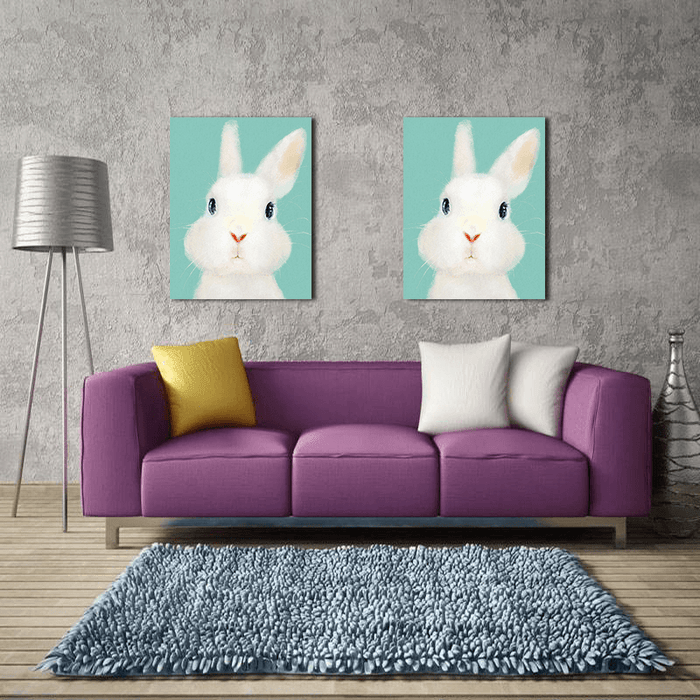 Miico Hand Painted Oil Paintings Cartoon Rabbit Paintings Wall Art for Home Decoration