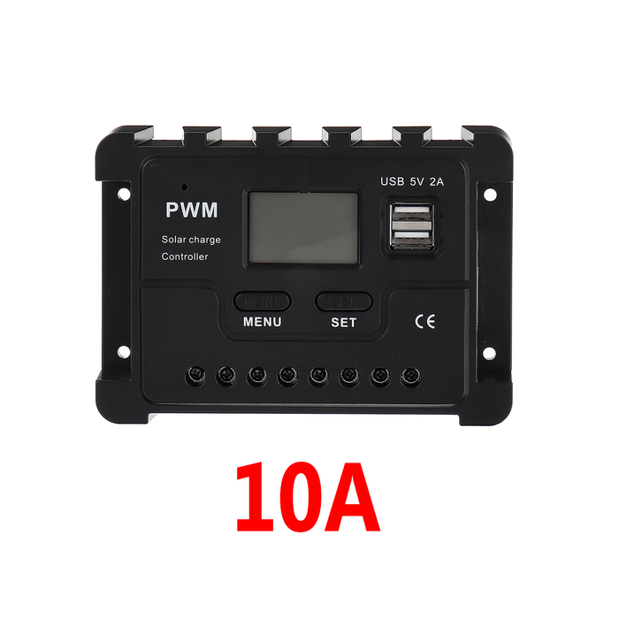 12V/24V Display PWM Solar Controller 10-30A Solar Charge Controller Dual USB IP30 Waterproof