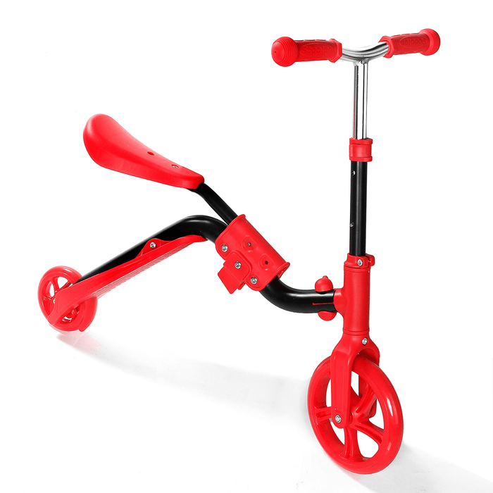 2 in 1 2 Wheels Kids Scooter Adjustable Seat Junior Walker Baby Balance Bike Toddler Bicycle for Balance Sports Training for 2-6 Years Old