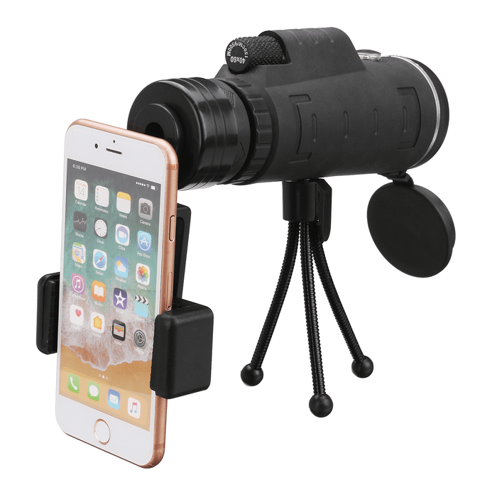 40X60 Monocular HD Optic BAK4 Low Light Night Vision Telescope with Phone Holder Clip Tripod Outdoor Camping