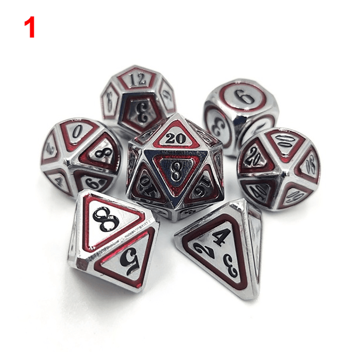 7Pcs/Set Metal Polyhedral Dices Set Role Playing Dungeons and Dragons Bag Bar Party Table Games Dice