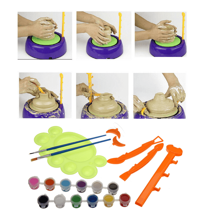 Electric Pottery Wheel Ceramic Machine Kids DIY Ceramic Art Tool Clay Making Toy