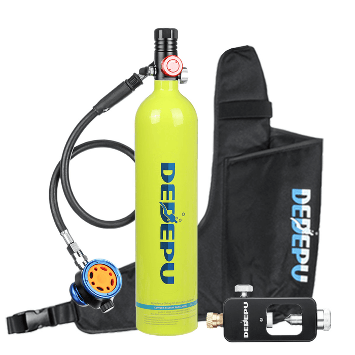 DEDEPU 3 Pcs 1L Mini Diving Scuba Cylinder Oxygen Tank Diving Respirator Breathing Adapter with Air Tank Bag Underwater Equipment