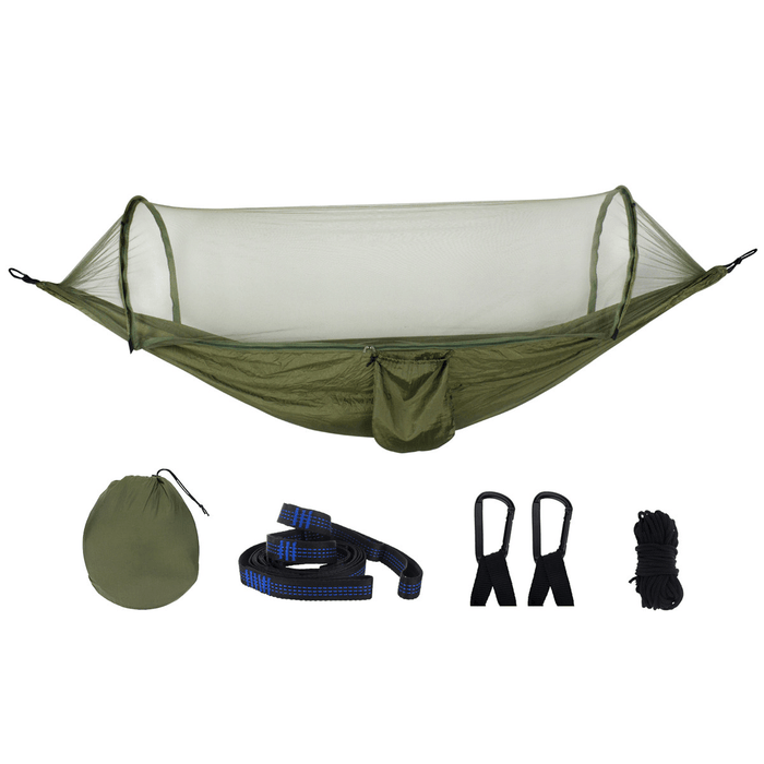 210T Nylon Hammock Ourdoor Camping Travel Hanging Bed with Mosquito Net