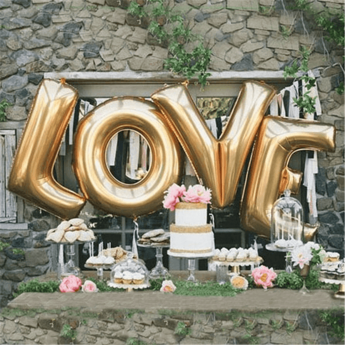 4Pcs Gold Silver LOVE Set Mylar Foil Balloons for Birthday Wedding Party Home Decorations