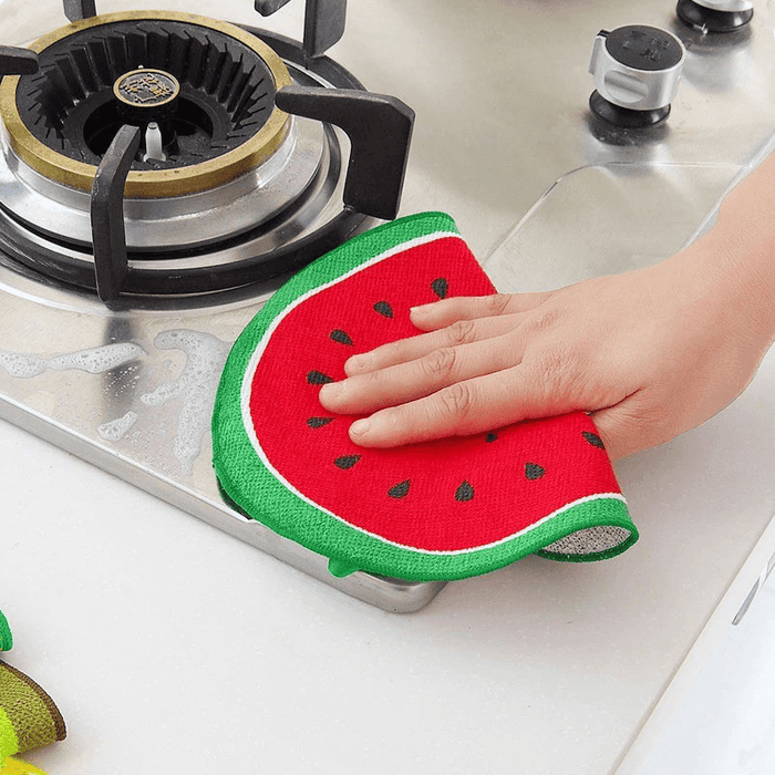 Honana 4Pcs Fruit Pattern Towel Absorbent Cloth Kitchen Towel Handkerchief Quick-Dry Cleaning Rag Dish Cloth Wiping Napkin