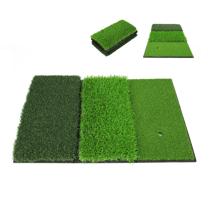 64*41CM 3-In-1 Golf Hitting Mat Multi-Function Tri-Turf Golf Practice Training for Chipping Practice Indoor/Outdoor Golf Training Tools