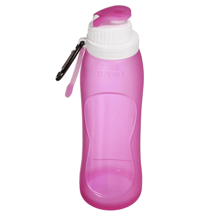 500ML Foldable Water Bottle Silicone BPA Free Kettle Drinking Bottle Outdoor Travel Running Hiking Cycling