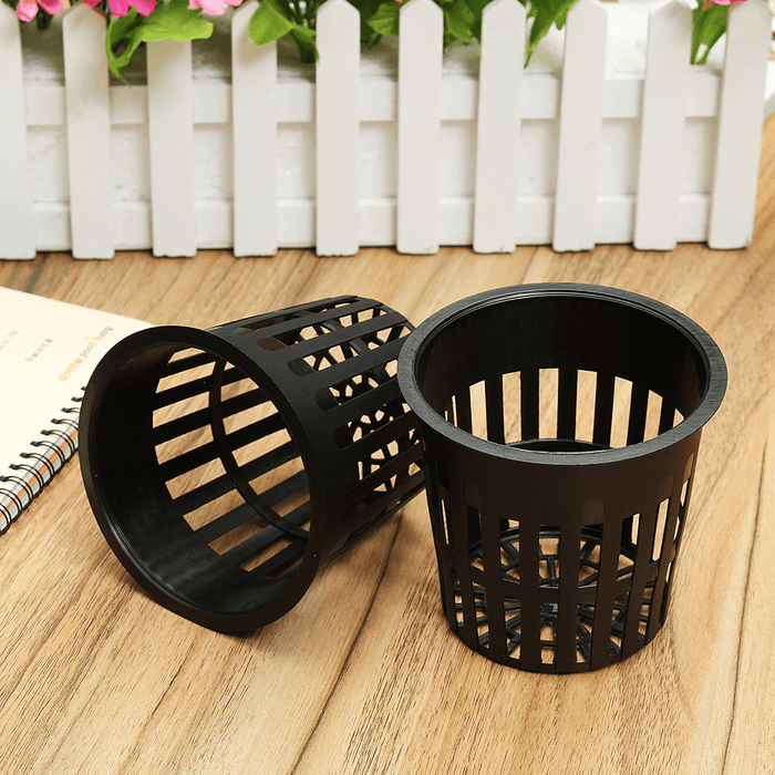 10Pcs 4.3Inch Black Mesh Pot Net Hydroponic Aeroponic Flower Container Grow Pot Cup Planting Basket