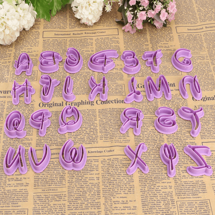 26PCS Plastic Alphabet Cookie Cutter Letter Biscuit Fondant Mold Cake Decorating Tool