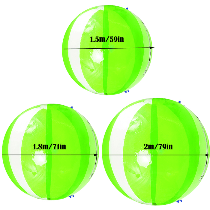 2M/6.6Ft Inflatable Float PVC Ball Soft Water Walking Ball with Zipper Swimming Pool Rolling Dance Ball Water Play Toys Kids Adult Green for Outdoor Water Sports Maxload 150KG