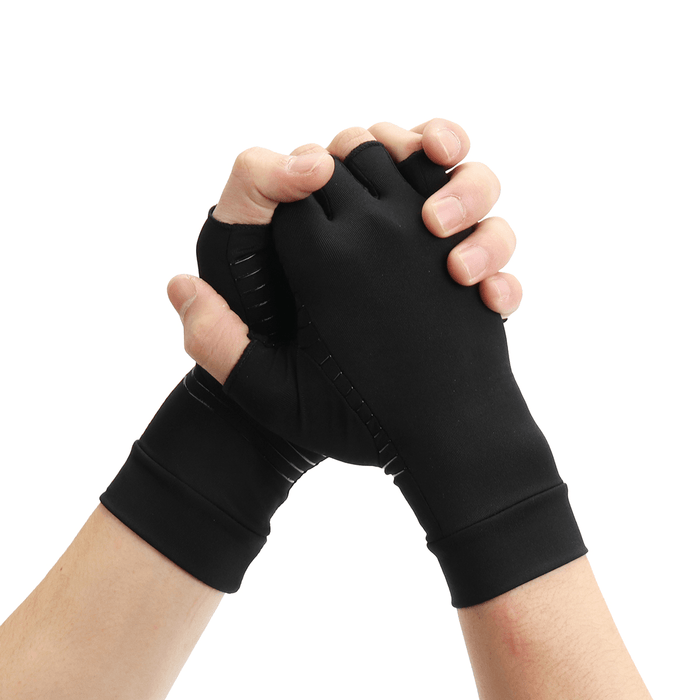 1 Pair Half Finger Gloves anti Arthritis Copper Pain Relief Glove Hand Protection Training Protector