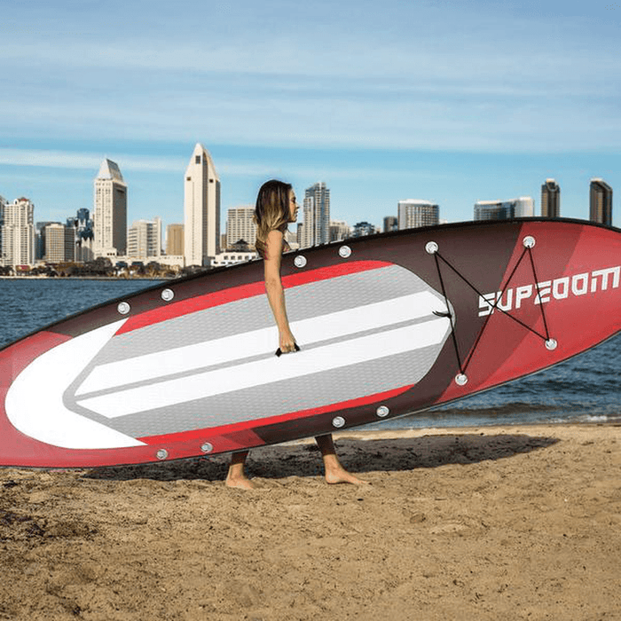 [US Direct] SUPZOOM Inflatable Surfing Paddle Board EVA Non-Slip Inflating Stand-Up Surfboard Light Weight Portable with Pump Paddle Bag Max Load 125Kg