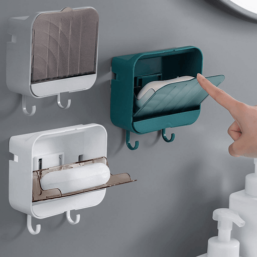 Wall Mounted Soap Box Punch-Free Flip-Top Creative Drain Soap Dish Waterproof Moisture-Proof Strong Non-Marking Soap Holder