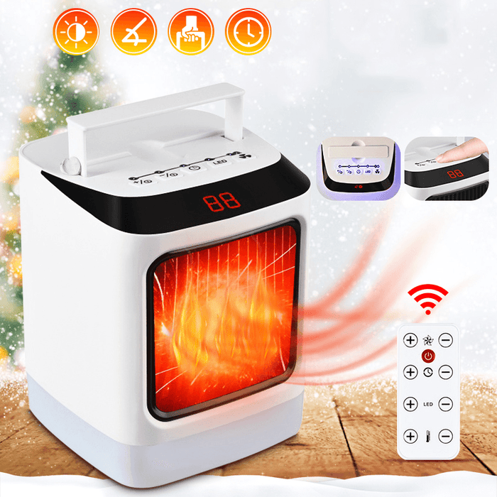 Bakeey 1000W Smart Electric Heater Portable PTC Ceramic Heating Fan Timing Cold & Warm Winter Warmer Remote Control with Colorful Night Light Overheat Protection