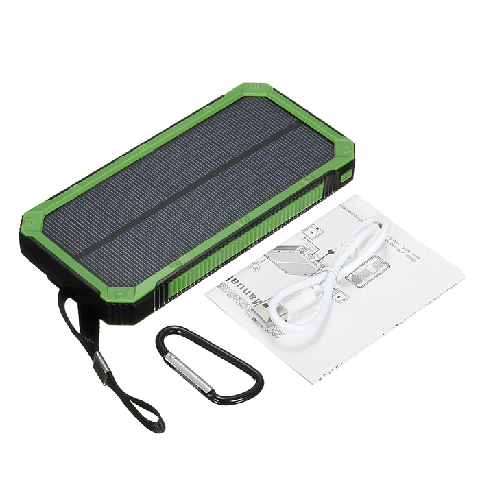 Waterproof 8000Mah Portable Solar Charger Dual USB Battery Power Bank