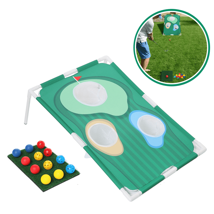 Golf Chipping Practice Board with Net Golf Pitching Cages Mats Kit Set Golf Training Aids for Indoor Outdoor