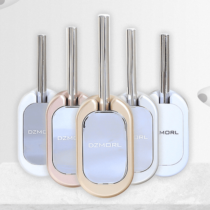 Removable Compact Home ABS Wall Mounted Brush Holder Scrubber Curved Cleaning Brush Stainless Steel Handle Set for Bathroom Storage
