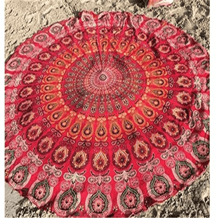 Honana WX-16 150Cm Bohemian Style Thin Chiffon Beach Shawl Mat Mandala round Silk Scarf Bed Sheet Tapestry