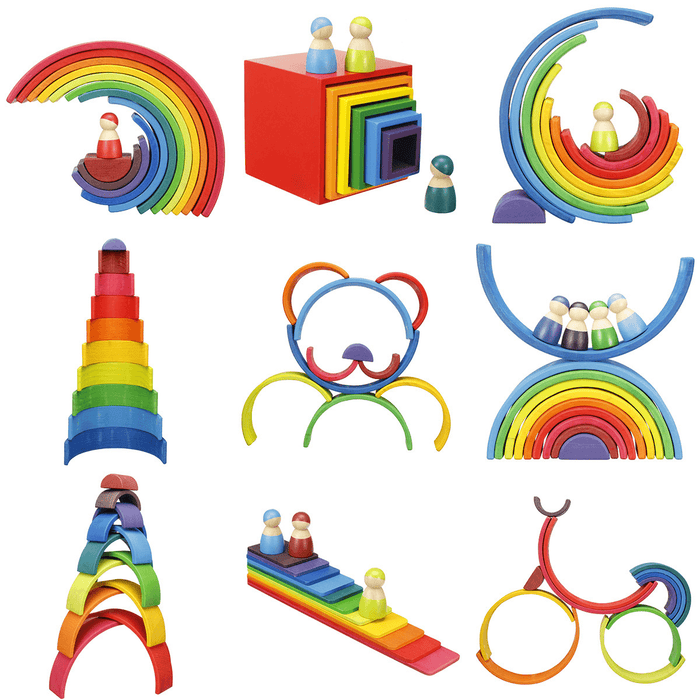 6/12PCS Colorful Wooden Baby Building Blocks Children Toy Kids Gifts Improve Creativity＆Thinking Ability