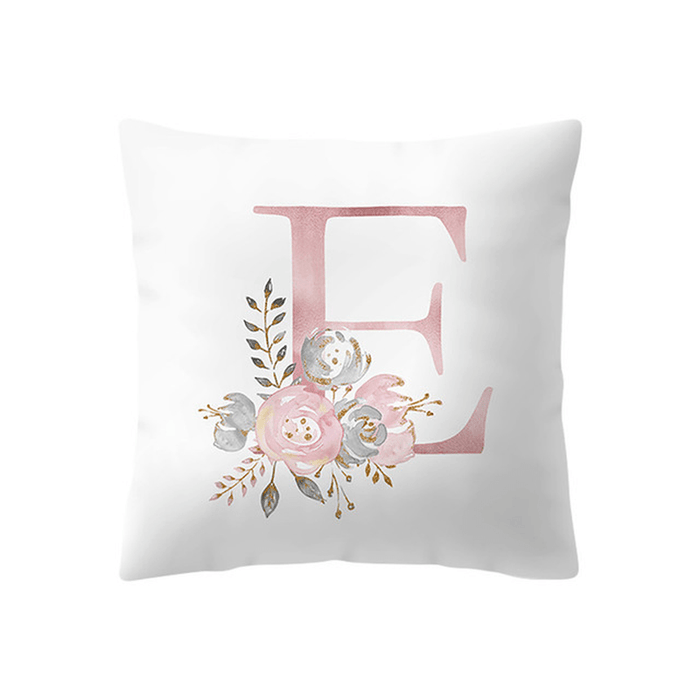 Simple Nordic Style Pink Alphabet ABC Pattern Throw Pillow Cover Home Sofa Creative Art Pillow Case