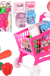 21Pcs/Set Toy Shopping Cart Pretend Supermarket Food Items Children Educational Play Toy for Ages 3 and Up