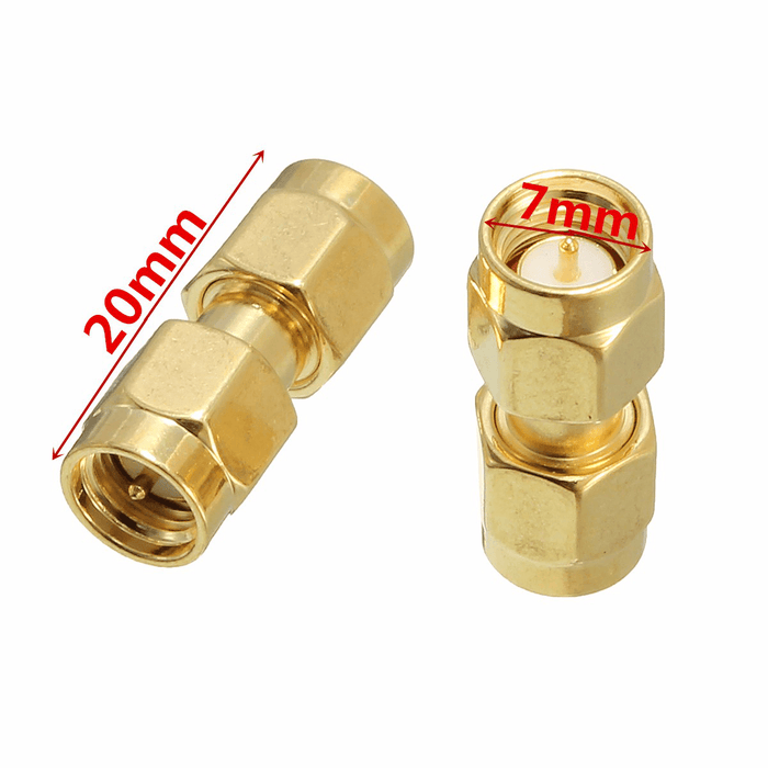 Excellway® CA01 2Pcs Copper SMA Male to SMA Male Plug RF Coaxial Adapter Connector