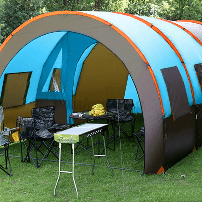 8-10 Person Family Camping Tent Waterproof Tunnel Double Shelter Anti-Uv Sunshade Canopy Outdoor Hiking