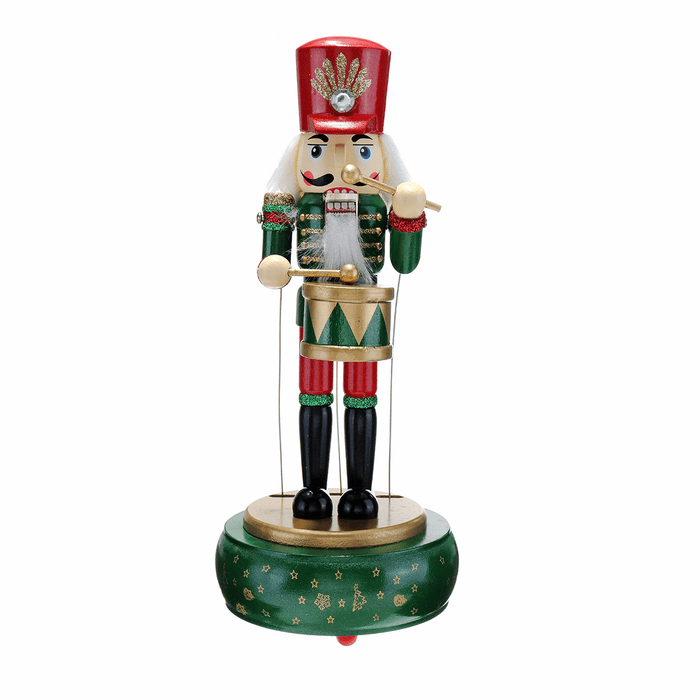 32CM Wooden Guard Nutcracker Soldier Toy Music Box Christmas Decorations Xmas Gift